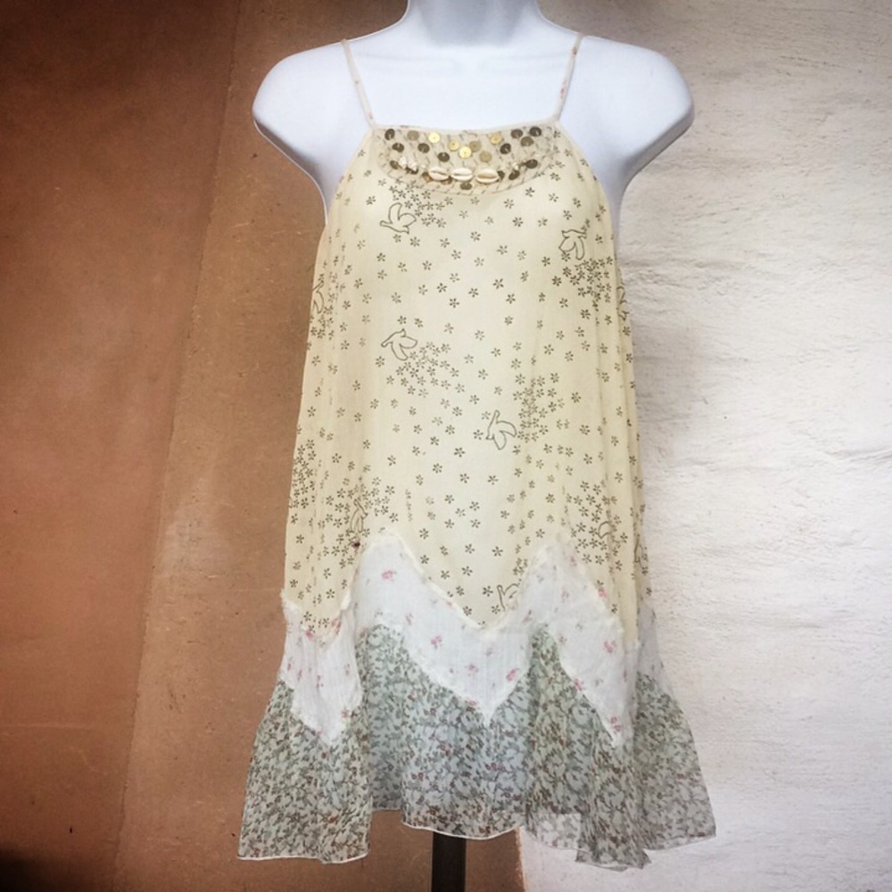 Free People chiffon racerback embellished camisole